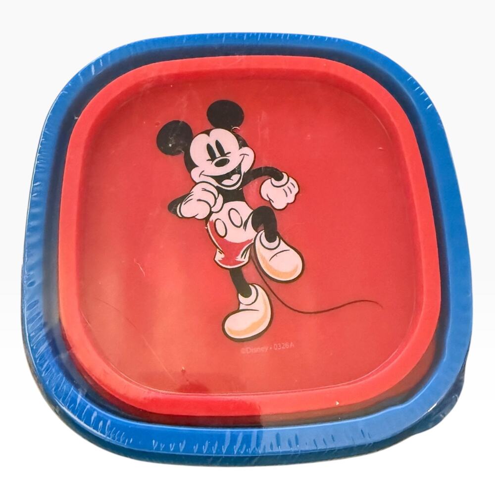 Disney Mickey Mouse Marching 2 Pack Small Food Containers Blue Red Yellow
